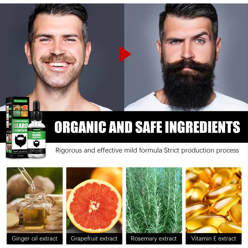 Huile et Sérum de Soin de Barbe pour Épaississement et Volume des Cheveux