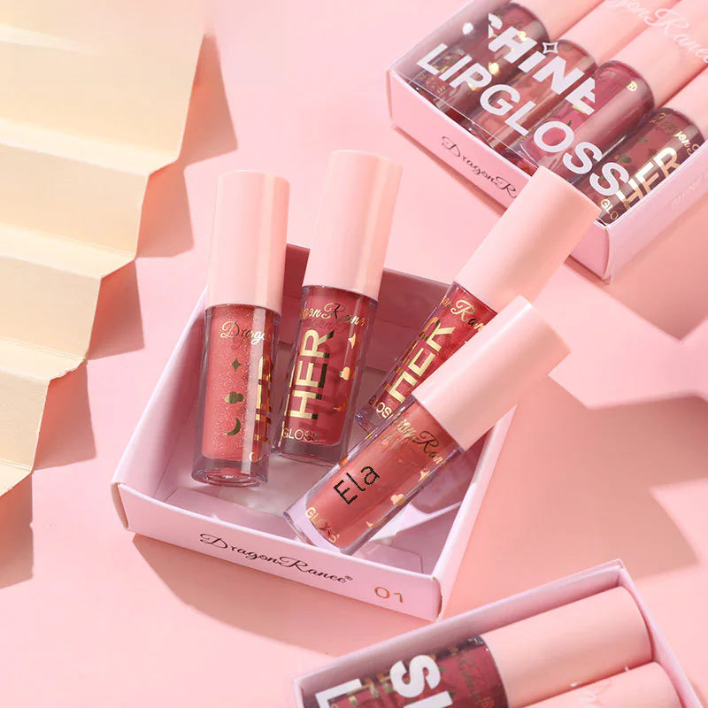Ensemble de 4 Brillants à Lèvres Roses pour Maquillage et Beauté