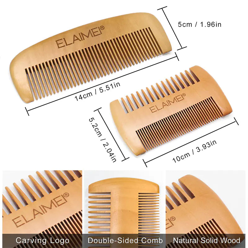 Kit d'Outils de Soins pour Barbe ELAIMEI avec Peigne et Huile (6 Pcs)