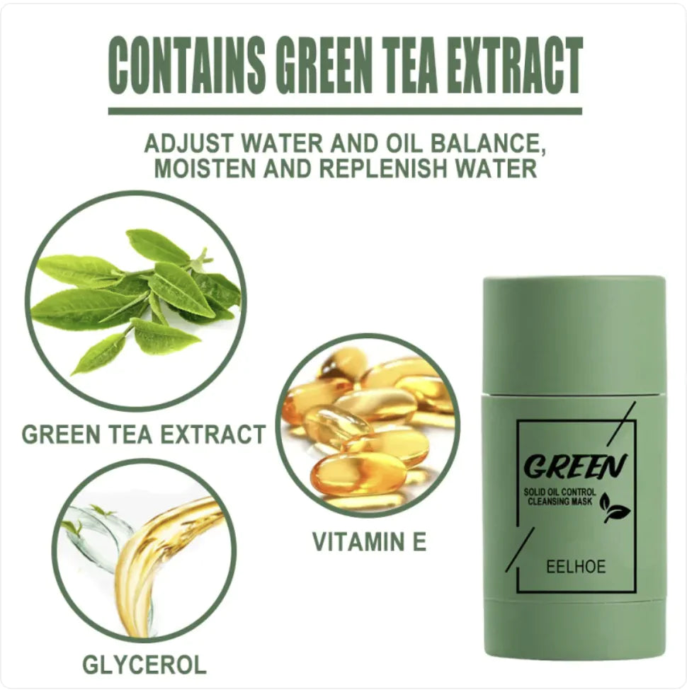 Bâtonnet Masque Visage Thé Vert – Nettoyant, Hydratant & Soin des Pores