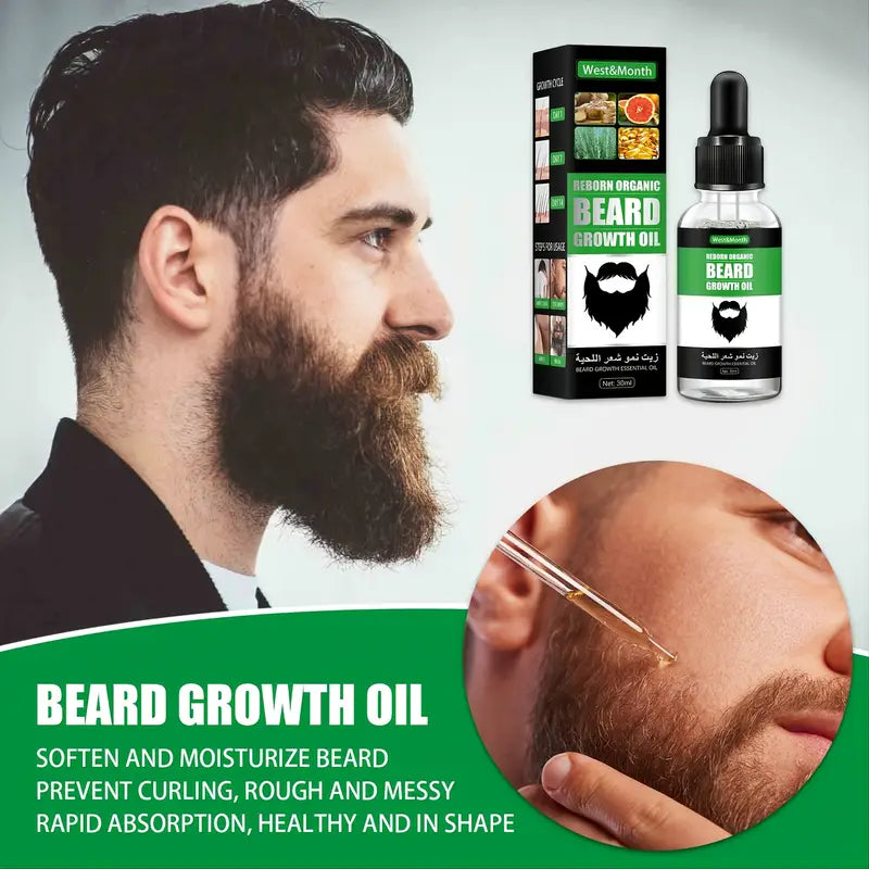 Huile et Sérum de Soin de Barbe pour Épaississement et Volume des Cheveux