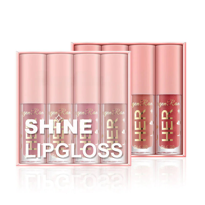 Ensemble de 4 Brillants à Lèvres Roses pour Maquillage et Beauté
