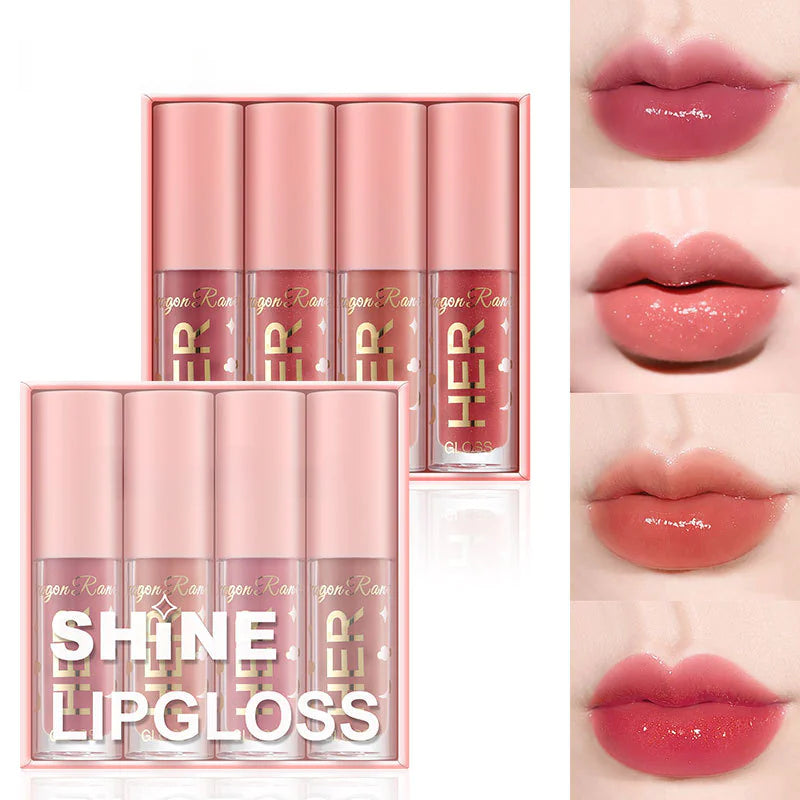 Ensemble de 4 Brillants à Lèvres Roses pour Maquillage et Beauté