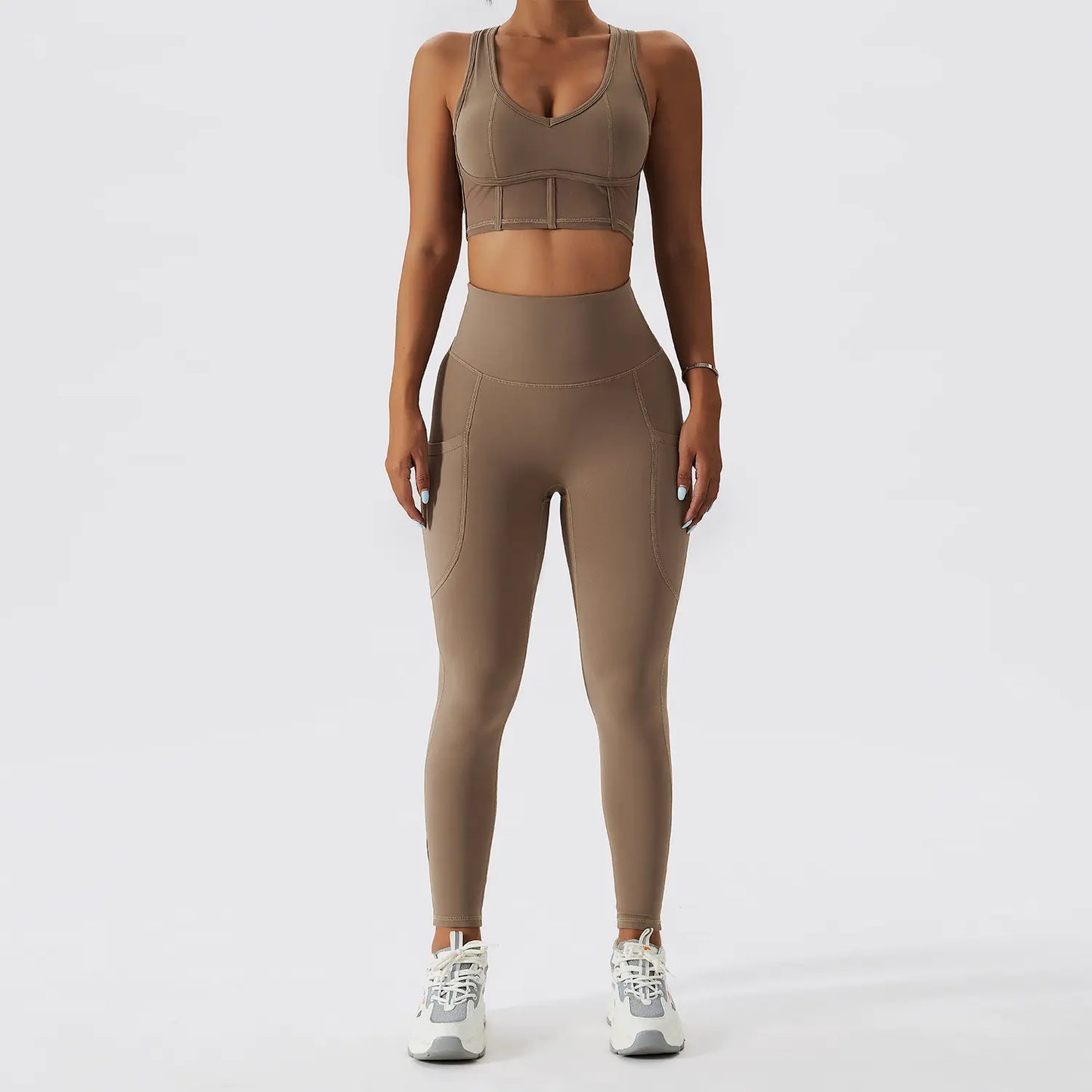 Ensemble de Fitness Nude Beauté Dos pour Femmes