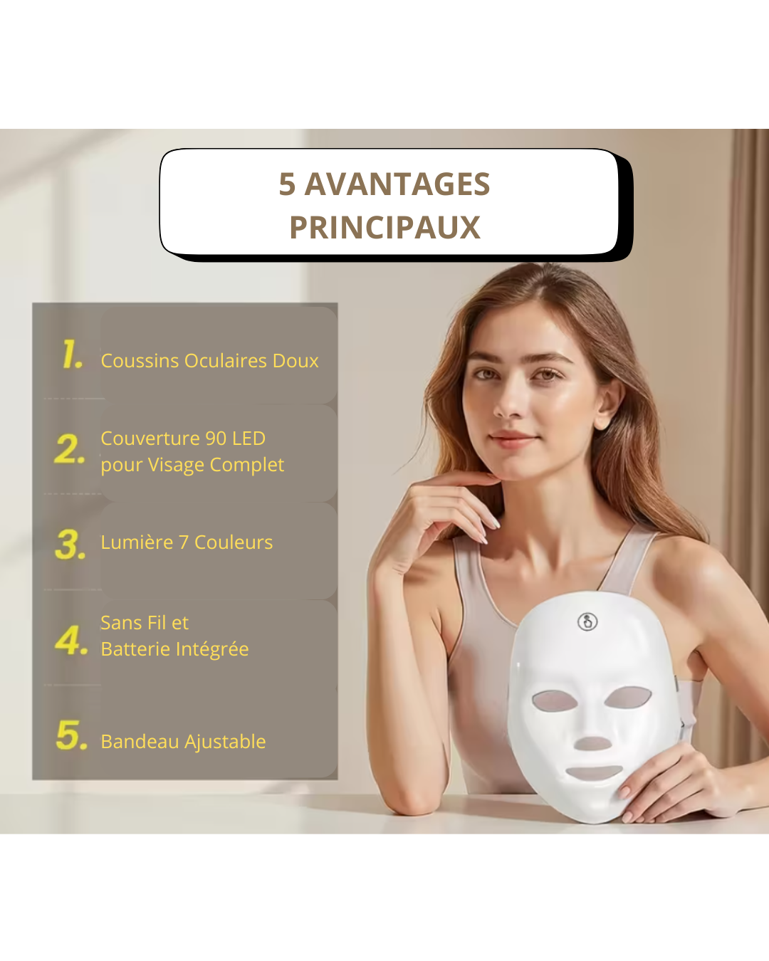 Masque de beauté LED 7 couleurs