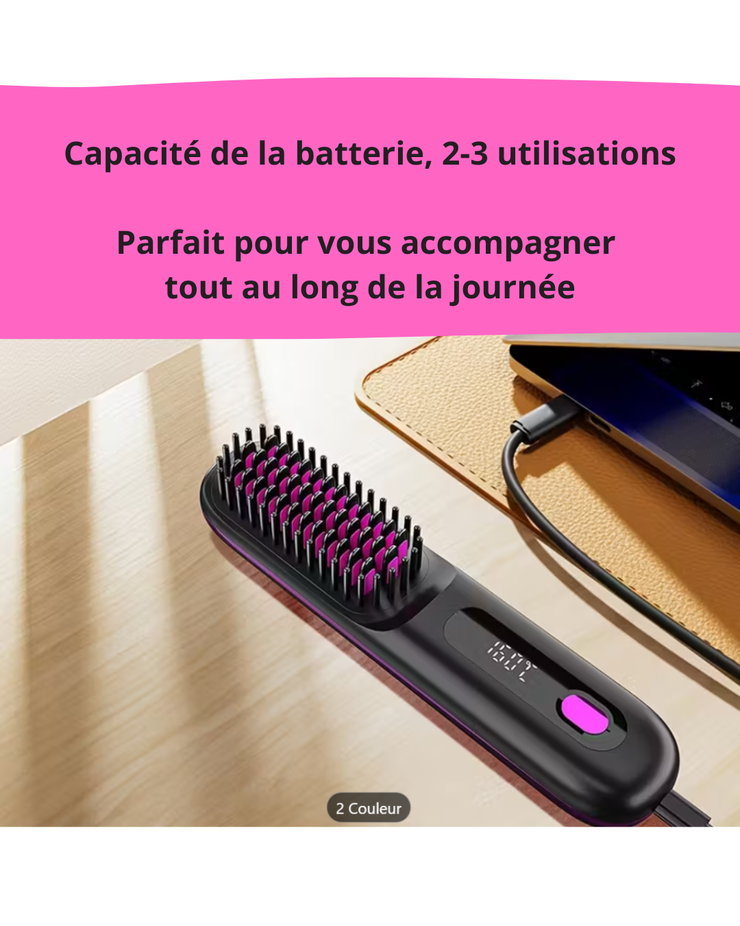 Brosse Lissante USB Pro - Cheveux Parfaits en 5 Minutes