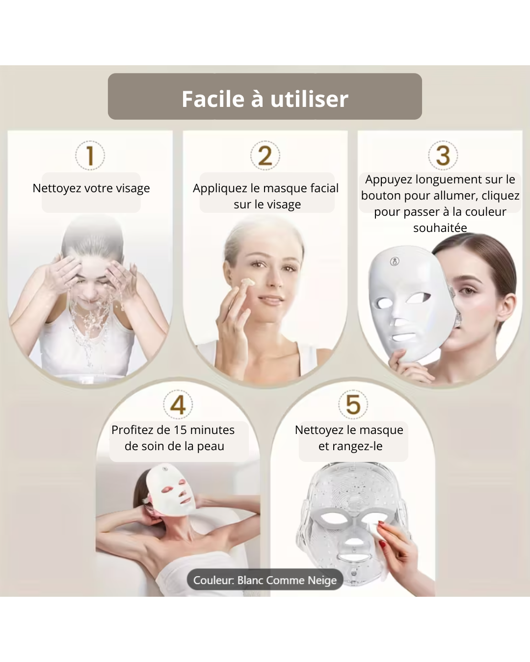 Masque de beauté LED 7 couleurs