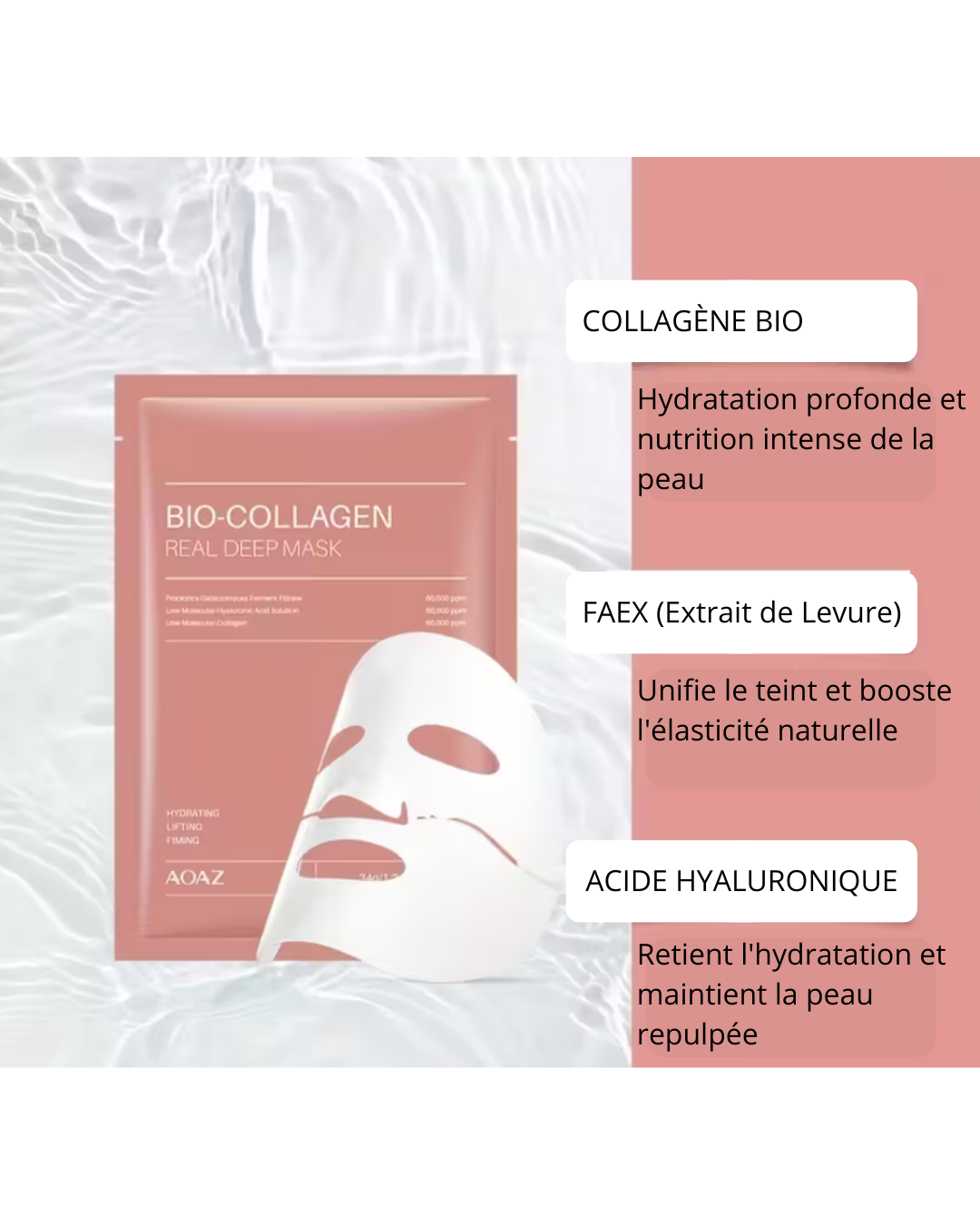 Masques Visage Bio-Collagène - Hydratation Profonde & Anti-Âge