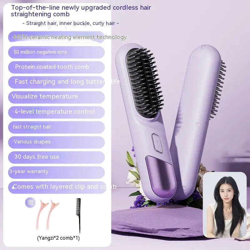 Peigne Droit Sans Fil Portable pour Soin des Cheveux