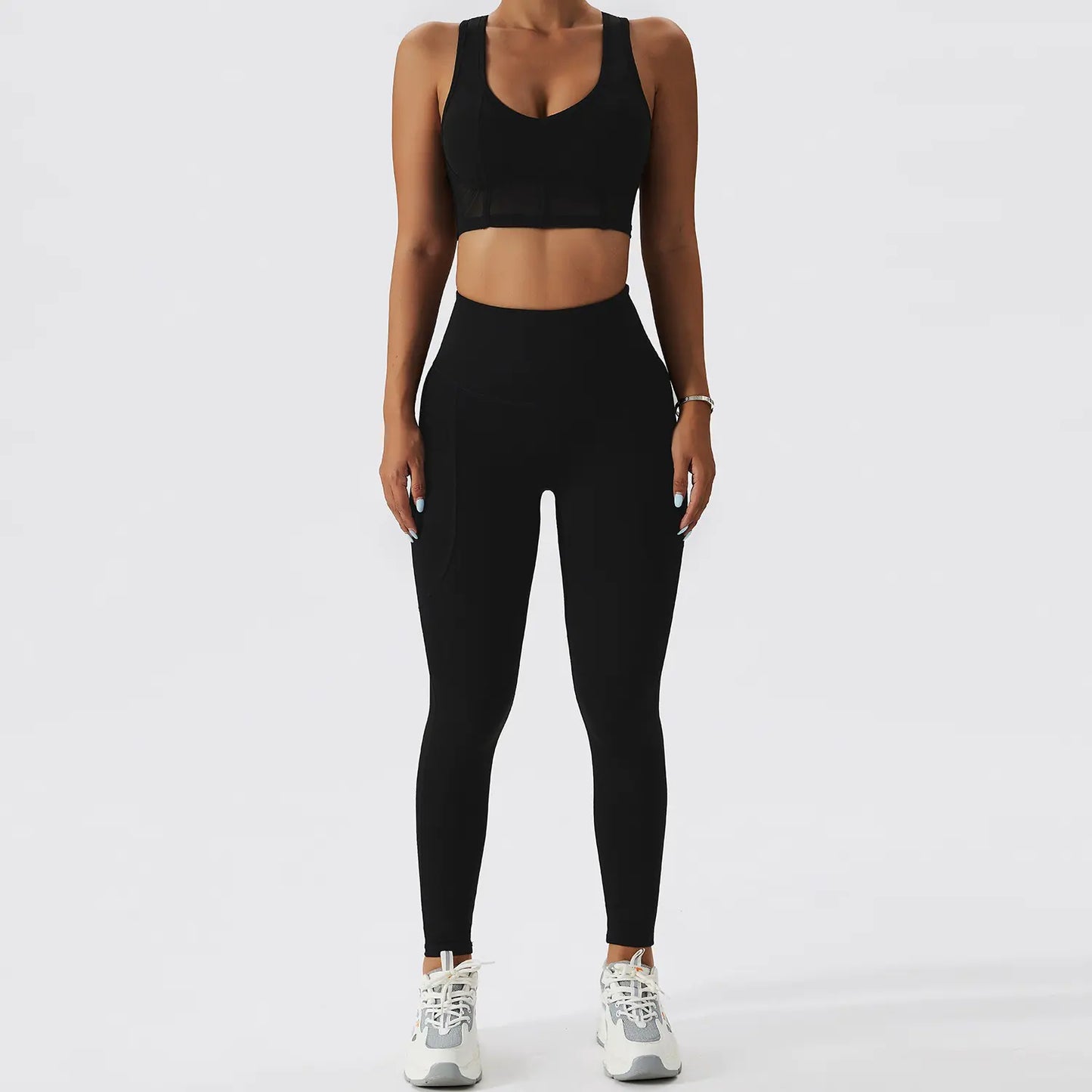 Ensemble de Fitness Nude Beauté Dos pour Femmes