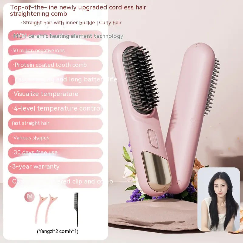 Peigne Droit Sans Fil Portable pour Soin des Cheveux
